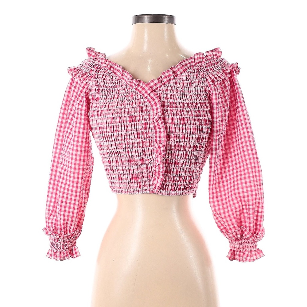 Pink White Gingham Crop Top